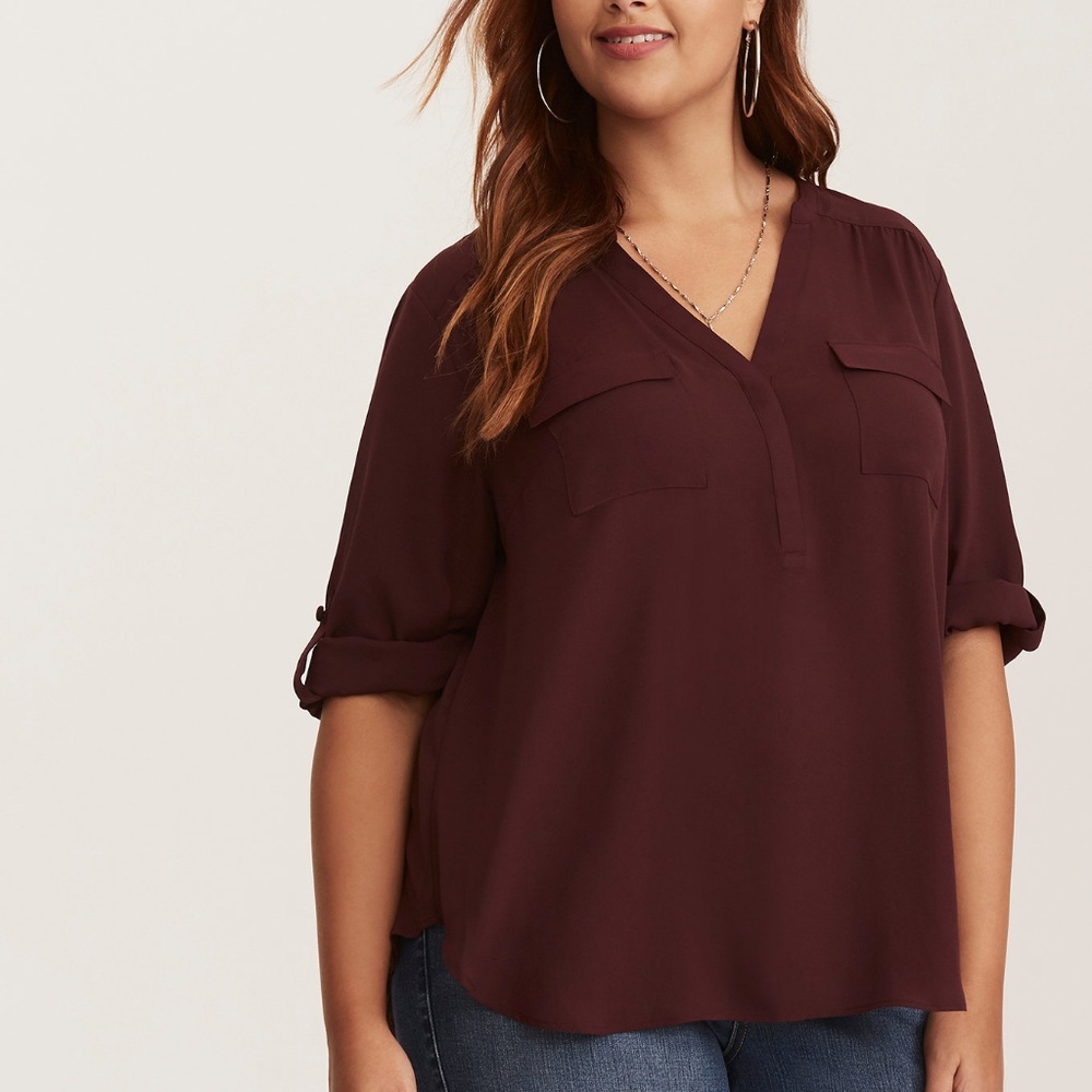 Georgette Pullover Blouse Burgundy